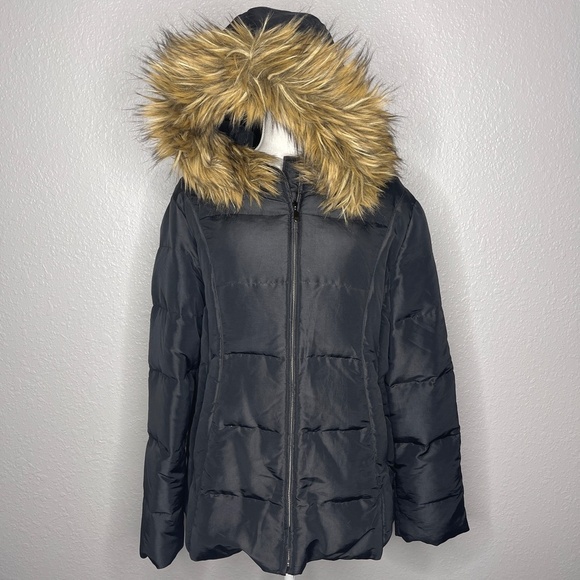Black Puffer Jacket with Hood - Picture 2 of 8